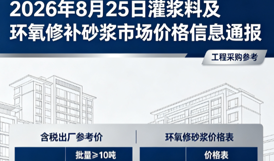 信宜2026年8月25日灌浆料及环氧修补砂浆市场价格信息通报
